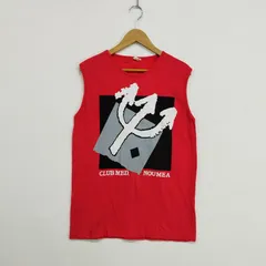 CLUB MED クラブメッド リゾートホテル 企業 ロゴ タンクトップ ノースリーブ Tシャツ カットソー 半袖 90s 古着 VINTAGE レディース サイズ 40  LF236のサムネイル