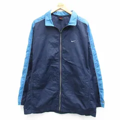 XL/古着 ナイキ NIKE 長袖 ナイロン ジャケット メンズ ワンポイントロゴ ラグラン ロング丈 紺他 ネイビー 25oct24 中古 アウター ウイン
