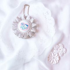 ハンドメイド　両面マタニティマーク　チュールロゼット　ホワイトxグレージュ　完成品