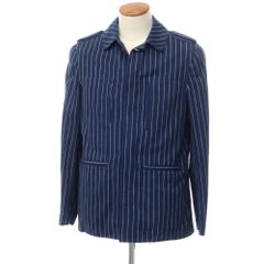 【中古】ラルディーニ LARDINI コットン ストライプ フィールドジャケット ネイビーxホワイト【サイズS】【メンズ】