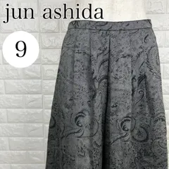 値下げ交渉OK☆ ジュンアシダ jun ashida サイズ9 ペイズリー柄 ロングスカート ウール グレー エレガント デザイン 【A2175-20】のサムネイル