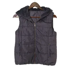 NOLLEY'S ノーリーズ 秋冬 フェイク ファー★ 中綿 ベスト フード ノースリーブ ジャケット Sz.9R レディース 灰