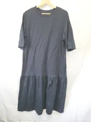 ◇ ⊂ HUMAN WOMAN ヒューマンウーマン コットン100％ 半袖 ロング丈 ワンピース サイズM ネイビー系 レディース E  【1508060004048】