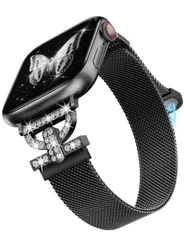 新品 Girovo コンパチブル Apple Watch シリコンバンド/アップルウォッチバンド キラキラDバックル ステンレス磁石マグネットあっぷるうぉっち交換ベルト おしゃれ 可愛い レデース女性専用メタルストラップ for iWacth Series