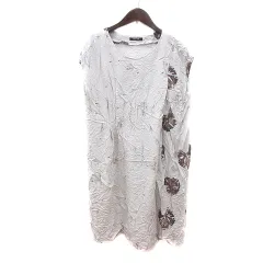 パドカレ pas de calais ワンピース ひざ丈 総柄 フレンチスリーブ 38 白 オフホワイト /MNのサムネイル