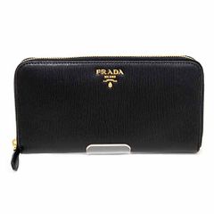 プラダ PRADA レザー ジップアラウンド財布 ロングウォレット 長財布 1ML506 ブラック ゴールド金具 未使用品