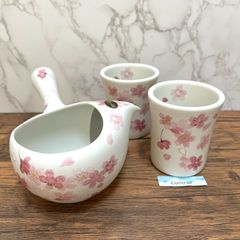 【美濃焼】機能急須 ちゃーみる 晶光作 白桜柄 急須 湯呑 セット Mino Ware Set of Teapot and Cups Cherry Blossoms