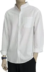 B.N.1 SELECT(ビーエヌワン セレクト) スタンドカラー ベーシックシャツ きれいめ カジュアル 長袖 メンズ( ホワイト,  XL)