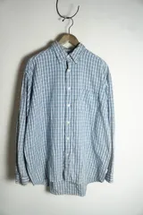 美品 90s Vintage ビンテージ J.CREW ジェイクルー 長袖 チェック ポケット シャツ BD ボタンダウン 青 ブルー M 本物 731P★2