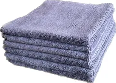 洗車 タオル マイクロファイバー クロス 吸水 拭き上げ 水垢 油取り ウェス 6枚セット (グレー 30cmx30cm)