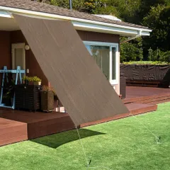 Color:ブラウン アイリスプラザ 日よけ シェード 2m×3m ブラウン クールシェード 【風通しが良い】 UVカット率85%以上 遮光率85%以上 コンパクトに畳める ハトメ ひも付属