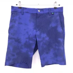 【超美品】アディダス ハーフパンツ ネイビー×黒 総柄 凸凹織生地  メンズ 82 ゴルフウェア adidas