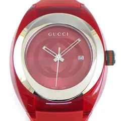 グッチ GUCCI 腕時計 シンク YA137103A/137.1 レッド文字盤 デイト SS ラバー クオーツアナログ 【中古】のサムネイル