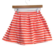プチバトー スカート ボトムス ボーダー柄 キッズ 女の子用 10ans/138cmサイズ オレンジ×白 PETIT BATEAU 【中古】のサムネイル