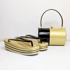 和装 草履 バッグ セット エナメル 金 黒 ゴールド フリーサイズ/LLサイズ w55-2