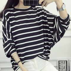 ドルマンスリーブボーダーTシャツ カットソー ボーダー Tシャツ 長袖 ドロップショルダ レディース 長袖 おしゃれ 大きいサイズ ボーダー柄