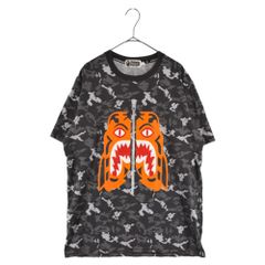 A BATHING APE (어베이싱 에이프) DIGITAL CAMO TIGER TEE 디지털 카모 타이거 프린트 반소매 컷소우 T셔츠 블랙