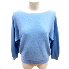 グリーンレーベルリラクシング ユナイテッドアローズ green label relaxing ニット カットソー Uネック 長袖 M ライトブルー /RT