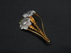■美品■ SWAROVSKI スワロフスキーフラワーモチーフ ピンバッジ ピンブローチ アクセサリー レディース ゴールド系 DE8894のサムネイル
