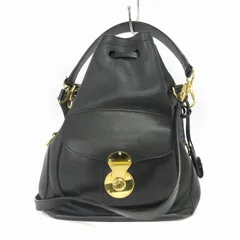 ラルフローレン RALPH LAUREN リッキーバッグ 巾着 ショルダー 2WAY ドローストリング イタリア製 レザー 斜め掛け 黒 ブラック 鞄 ☆AA★のサムネイル