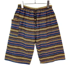 ヴィンテージvintage総柄ハーフパンツデザインショーツショートパンツ織り柄ネイティブ柄エスニック柄ストライプ好配色マルチカラー黄色イエロー青ブルー黒ブラックオレンジ赤レッド緑グリーンy2kアメカジグランパコア西海岸ヒッピー50630