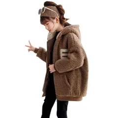 コーヒー_160 [ANGELCITY] ボアジャケット 女の子 ボアコート キッズ フリースジャケット 子供服 もこもこ ボアコート ブルゾン ボア 子供 ガールズ コート ジャンパー ジャケット 厚手 暖かい おしゃれ 子供服 アウター L667 (コーヒ