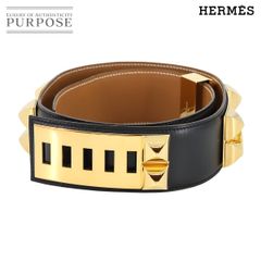 新品同様 エルメス HERMES コリエドシアン メドール ベルト ボックスカーフ 72 〇W刻印 1993年製 ヴィンテージ ゴールド 金具 90286644