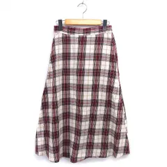 エヘカソポ サマンサモスモス ehka sopo SM2 スカート フレア ロング マキシ丈 コットン混 タータンチェック ゆったり F アイボリー 赤 レッド /NT21