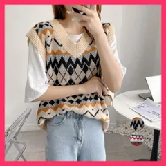 【スタッフおすすめ！】 総柄ニットベスト レディース レトロ秋冬 レイヤードトップス/総柄ニット 女子服/ノースリーブニット 重ね着 韓国風 ニットトップス カジュ おすすめ おしゃれ　かわいい　人気 80ZHUIMENG-023