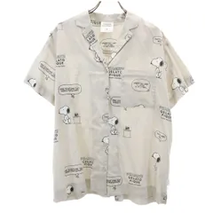 gelato pique ジェラートピケ PEANUTS ピーナッツコラボ スヌーピー 半袖 オープンカラーシャツ F グレー系 ルームウェア SNOOPY レディース 古着