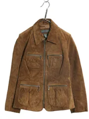 【お得なクーポン配布中!】 00s バナナリパブリック フルジップ 本革 スウェード レザー ジャケット レディース XS 程 オールド サファリ ブッシュ 革ジャン 4ポケット