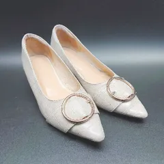 ◇ Oriental Traffic ポインテッドトゥ　クロコダイル柄　シンプル パンプス サイズ38 ベージュ系 レディース E  【1303270007823】