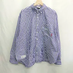 ◇ ⊂ VISION STREET WEAR ビジョン ストリート ウェア ストライブ 長袖 シャツ サイズM パープル系 メンズ E  【1502060023245】
