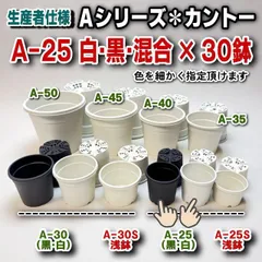 A-25(内径φ6.1cm:2号相当)プラ鉢[カネヤ＊カントー]の白・黒・混合を選べる30鉢セットA25＊多肉植物・塊根植物コーデックス・アガベ・サボテン・ハオルチア・アデニウム・パキポディウム・実生＠フラワーショップ江口※黒インク状の付着が有ったりしますのサムネイル