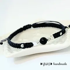 アンクレット or ブレスレット 天然石【オニキス+シルバー♡ビーズ】