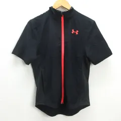 G■アンダーアーマー/UNDER ARMOUR 半袖フルジップジャケット/薄手【SM】黒/men's/79【中古】■