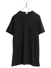 【お得なクーポン配布中!】 90s USA製 フルーツオブザルーム ポケット付き 無地 半袖 Tシャツ メンズ XL 古着 オールド ポケT 耳付き コットン ブラック 大きいサイズ