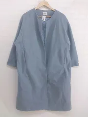 ◇ emi+ ノーカラー ボタンレス 長袖 コート ブルー レディース P  【中古】 【1209160006955】