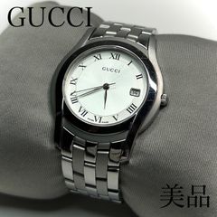 GUCCI グッチ シルバー ホワイト 文字盤 5500M 腕時計 クォーツ 稼動 メンズ