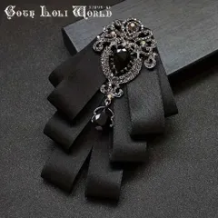 CE-AS032 ブローチ 蝶ネクタイ 黒色 ネクタイ リボン ボウタイ ジャボ ファッション ゴシック ゴスロリ パンク ロック スチームパンク ビジュアル系 V系 モード系 地雷系 サブカル コスプレ ライブ ステージ 舞台 仮装 個性的 ハロウィン 衣装