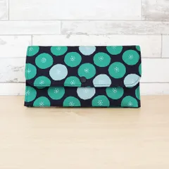 ドット×あんぱん柄 グリーン×ネイビー マルチケース 母子手帳ケース／お薬手帳ケース／通帳ケース／スリムポーチ／ハンドメイド