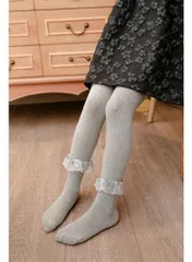 キッズ タイツ 子供ドレス用 ソックス 子供 タイツ ベビー 赤ちゃん レース飾 レギンス ハイソックス ガールズ キッズタイツ 女の子 フォーマル 通学通園 可愛い 結婚式 発表会 白 59 66 73 80 90 100 110 120 レギパン スパッツ