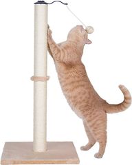 猫スクラッチボード猫スクラッチバーおもちゃの(84cmベージュ)のフルヘンプロープで天然サイザル麻 組み立てが簡単