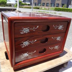 ￥最終価格￥　✨美品✨　天然木　花梨　唐木　螺鈿細工　ミニチェスト　小物入れ