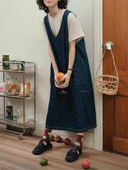 ジャンパースカート レディース 未使用 大人 ロング デニム 春 夏 秋 サロペット デニムスカート ジャンパースカート サロペット ワンピース サロペットスカート オールインワン aライン フレア 大きいサイズ  体型カバー ポケット 無地  hyxz108