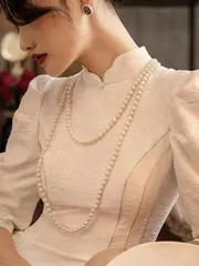 ジュエリー レディース ネックレス ビーズ 1個 多層長いパールネックレス、ファッション多用途パールネックレス、ヴィンテージパールネックレス、ダブルストランドビーズネックレス、結婚式、休暇、パーティー、母の日や彼女