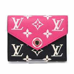 ルイ ヴィトン LOUIS VUITTON ポルトフォイユ・ヴィクトリーヌ 三つ折り財布 モノグラム・アンプラント レザー M81285 ピンク 【中古】S