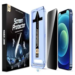 【覗き見防止】 MAGIC JOHN いphone12/12 pro 用 ガラスフィルム 2枚セット ガイド枠付き 自動吸着 貼りやすい iPhone12/12pro フィルム 飛散防止 保護フィルム スクラッチ防止 0