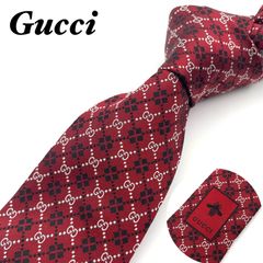 【新古品・現行】GUCCI ネクタイ　GG柄　ジャガード　ボルドー　チェック　シルク100% イタリア製