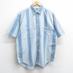 XL/古着 ドッカーズ 半袖 シャツ メンズ 90s ワンポイントロゴ コットン 薄紺他 ネイビー ストライプ 25may28 中古 トップス